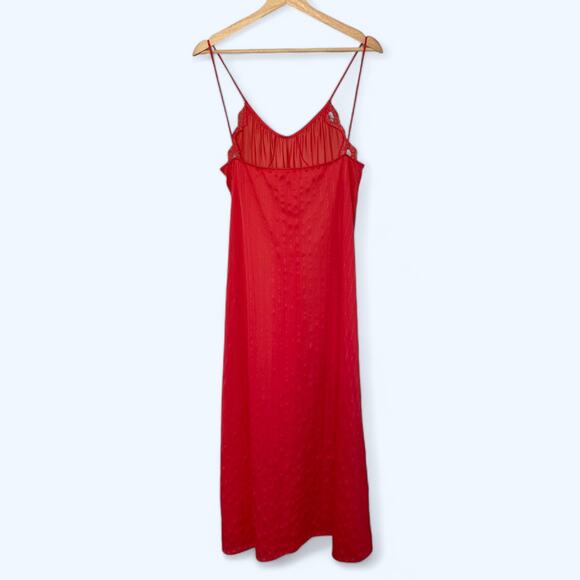 Vintage Full Length 70s 80s Silky Red Slip Dress Lingerie Nightgown Komar S - Picture 2 of 5